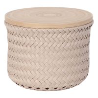 Handed By Wonder basket HIGH with bamboo cover XS bisque